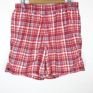 NAT NAST red plaid swim trunk shorts